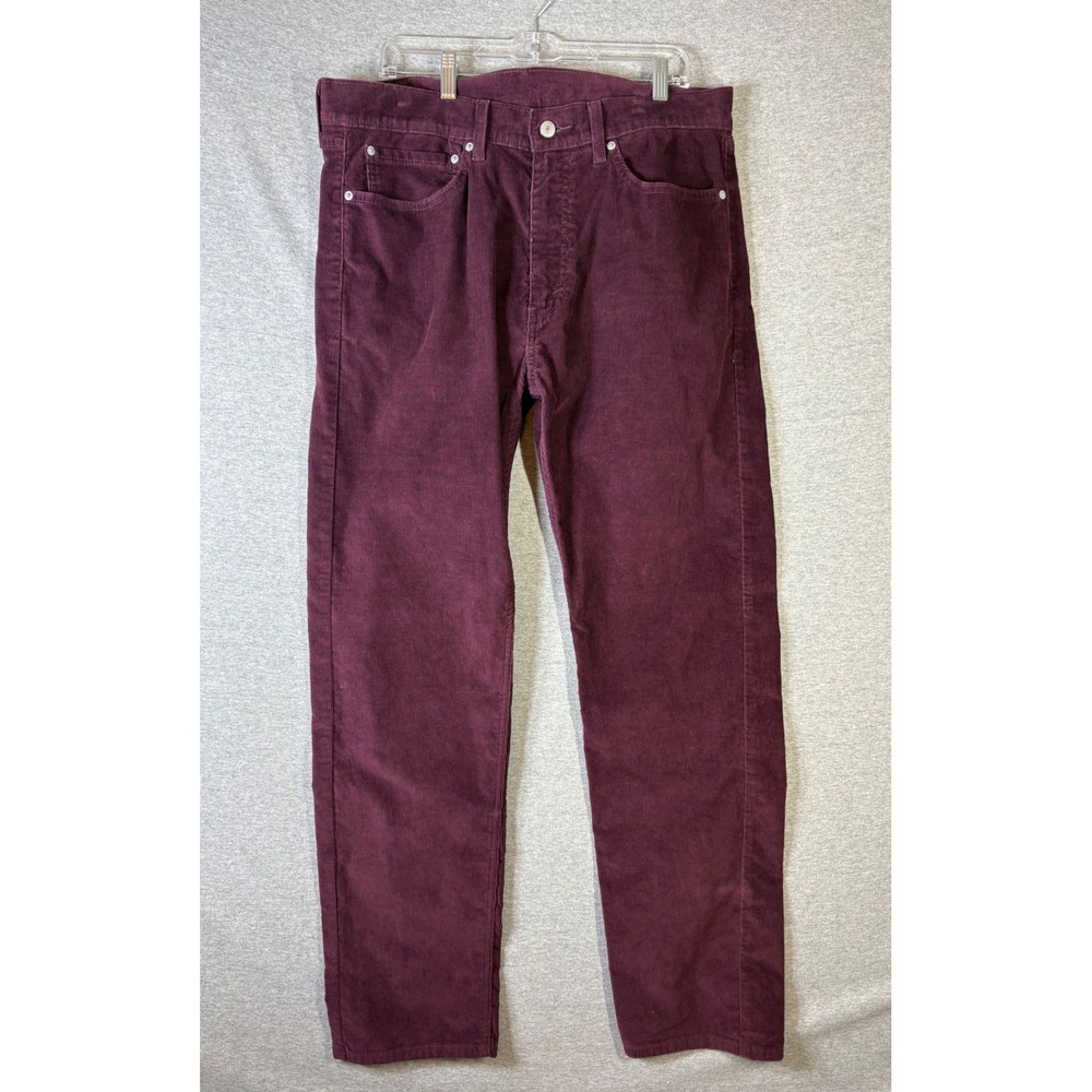 Levis 505 Regular Fit Corduroy Pants Mens 36x34 Burgundy Plum Straight Leg